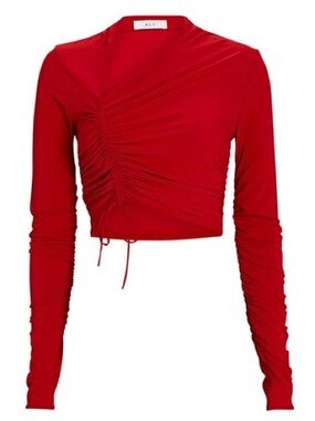 A.L.C. Red Oryn Ruched Crop Top